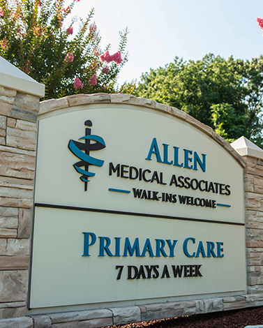 The building displays the logo of Allen Medical Associates on its front.



